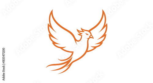 Elegant Phoenix Illustration - A Symbol of Rebirth and Transformation with Graceful Wings.