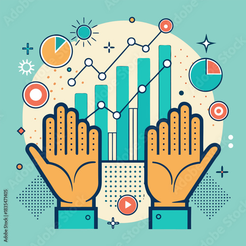 vector illustration of a hand holding a graph