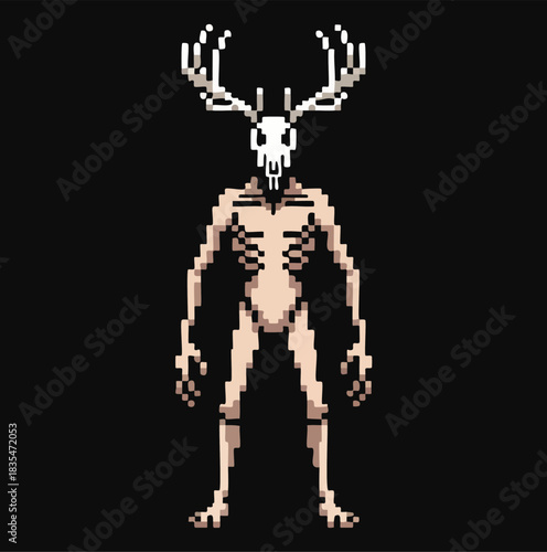 Dark Forest Deer Humanoid Pixel Character