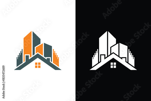 Modern real estate skyline roof logo vector design