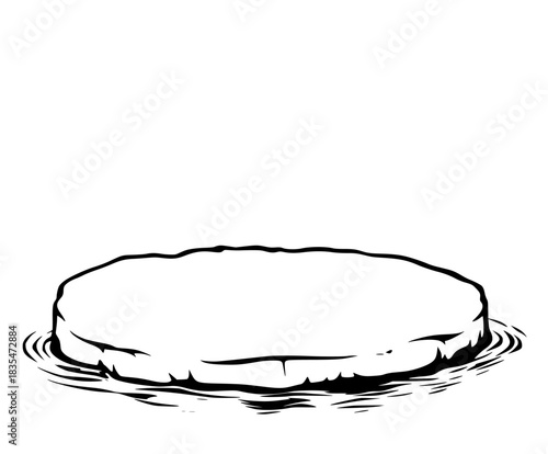 solitary ice floe vast expanse black white ocean. | Clean, isolated vector art for creative projects.
