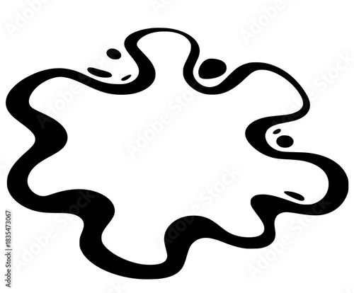 Winter's touch: Black white illustration frozen puddle form flat vector icon. | Clean, isolated vector art for creative projects.