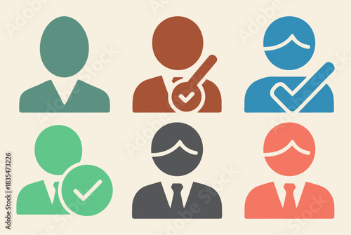 Comprehensive solid filled icon set for diverse client statuses including active inactive pending vip loyal new suspended and blocked
