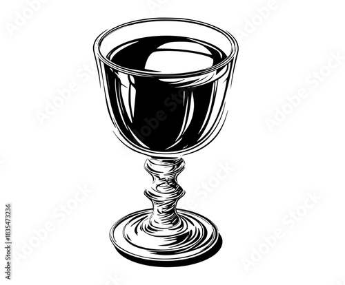 Elegant Glass Mulled Wine - Black White | Clean, isolated vector art for creative projects.
