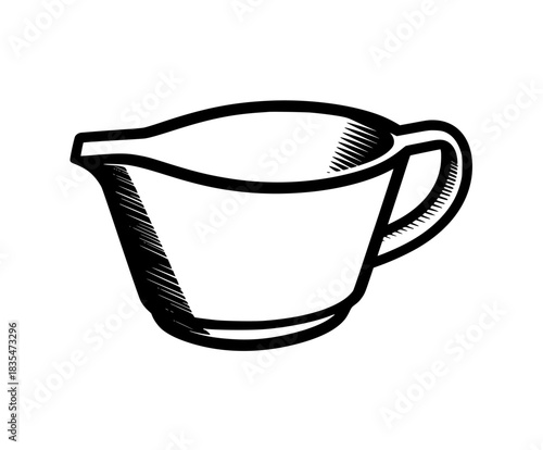 Black White Elegance: Chic Gravy Boat Vintage Style | Clean, isolated vector art for creative projects.