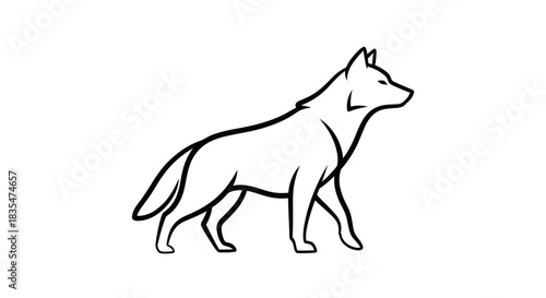 Elegant Wolf Silhouette - A Majestic Canine in Profile.