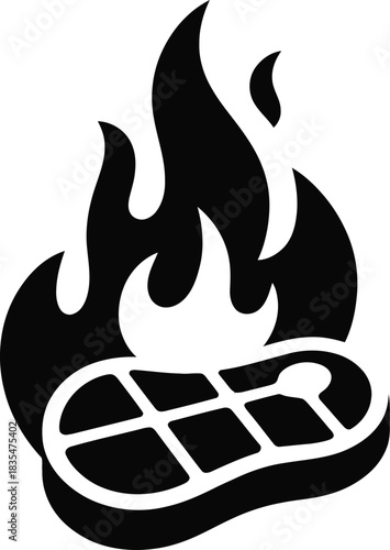 Grill fire cooked steak protein meat silhouette