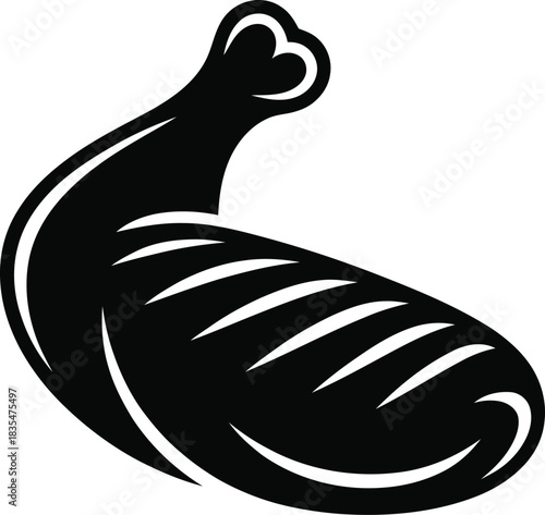 Grilled chicken leg meat silhouette illustration