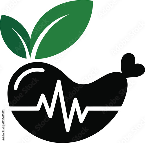 Healthy heart beat food source silhouette