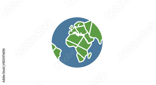 Simplified globe showing continents