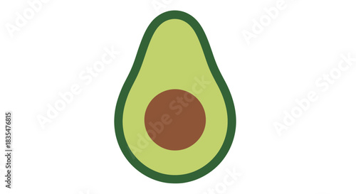 Half avocado illustration with pit