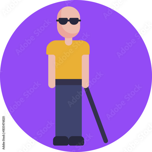 Person using a cane to navigate, representing visual impairment.