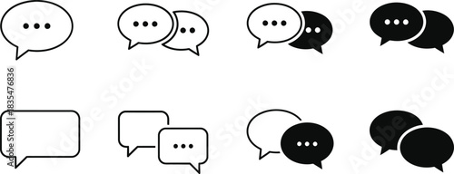 Set of hand drawn speech bubbles in various styles