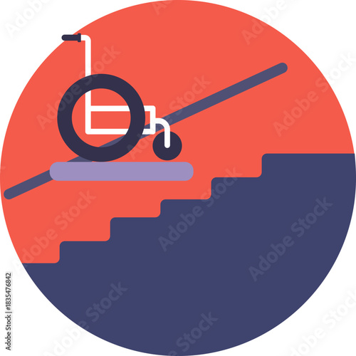 Icon showing stairs, indicating areas not accessible to people with mobility impairments.
