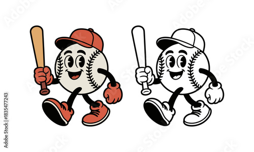 Baseball Mascot Cartoon character with baseball cap