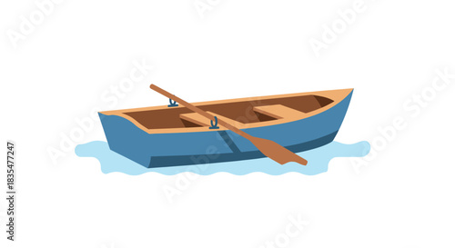 Simple illustration of blue rowboat