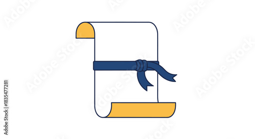 Rolled scroll with blue ribbon