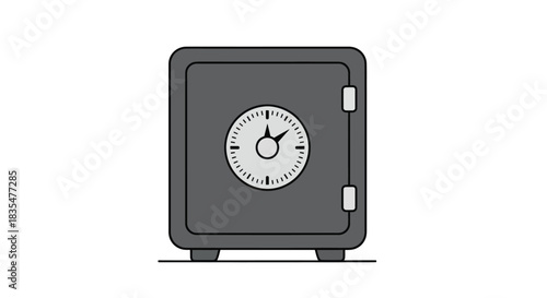 Grey safe box with a combination lock centered on the door