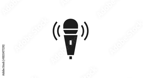 Black mic icon with sound waves