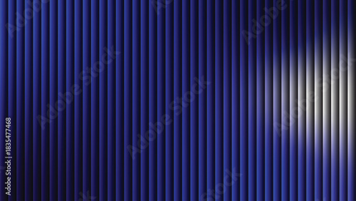 Abstract vertical blue metallic lines with light and shadow