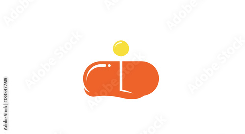 Abstract orange capsule with yellow orb
