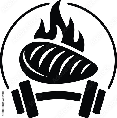 Energetic silhouette of food fuel for a workout