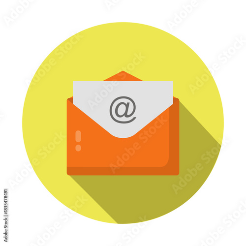 Email and mail icon isolated with long shadow background3