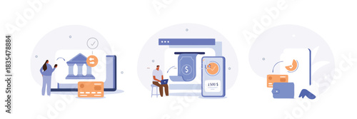 banking, online, transaction, mobile, phone, credit card, payment, digital, finance, money, app, technology, financial, service, e-commerce, transfer, secure, convenience, illustration, flat design, p