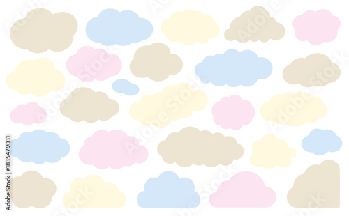 パステルカラーの雲型のもくもくフレームセット