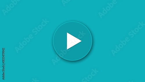 Free Download A minimalist teal blue circular button with a white play icon in the center representing media playback and digital content - GFXLoad