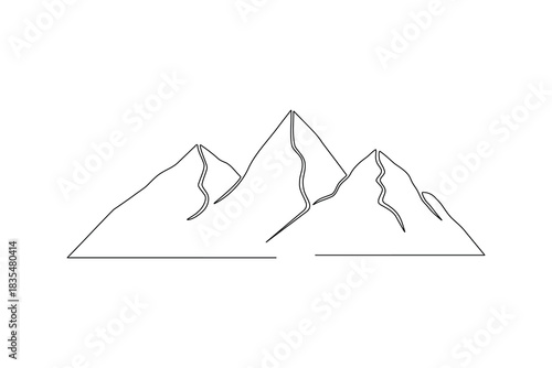 Mountain peak landscape continuous one  line art  abstract