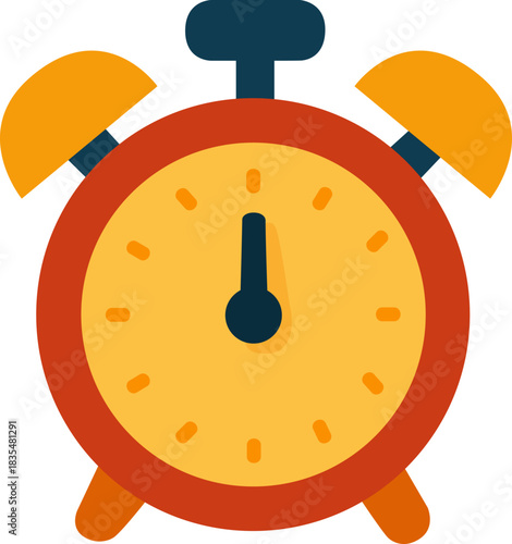 Illustration of a Red and Yellow Alarm Clock