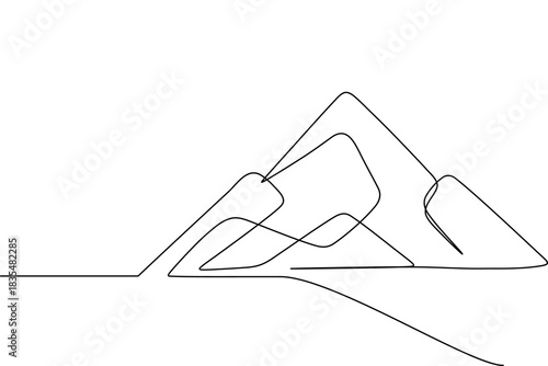 Mountain peak landscape continuous one  line art  abstract