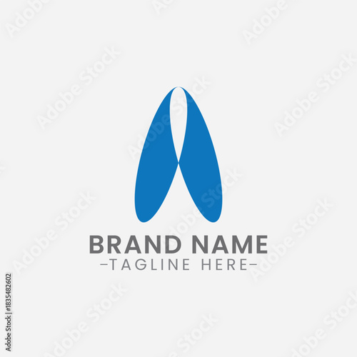 Abstract Blue Letter A Logo Design with Brand Name and Tagline