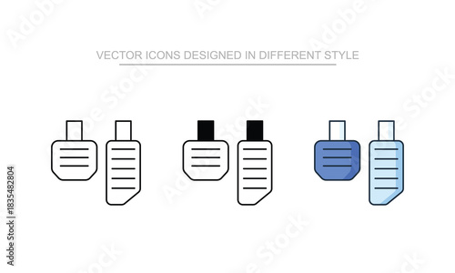 Pedals icon set in different style with white background illustration