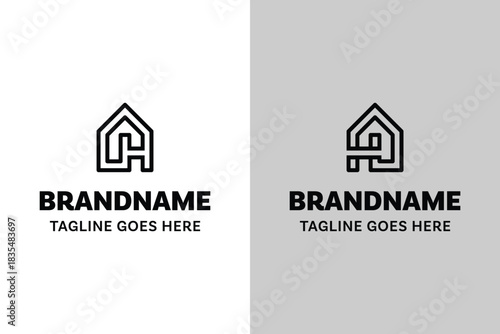 Letter H Home Line Logo Set, symbolizing shelter, stability, and simplicity