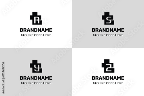 Letters TR TS TY TZ Monogram Logo Set, for RT ST YT ZT Initials