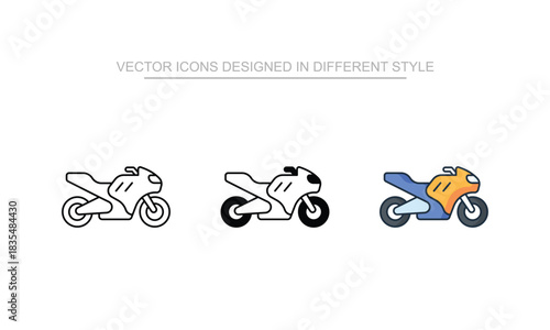 Bike icon set in different style with white background illustration