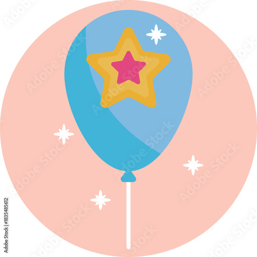 A festive party balloon with a string attached.