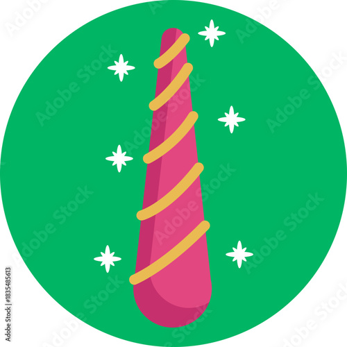 A spiraled unicorn horn.