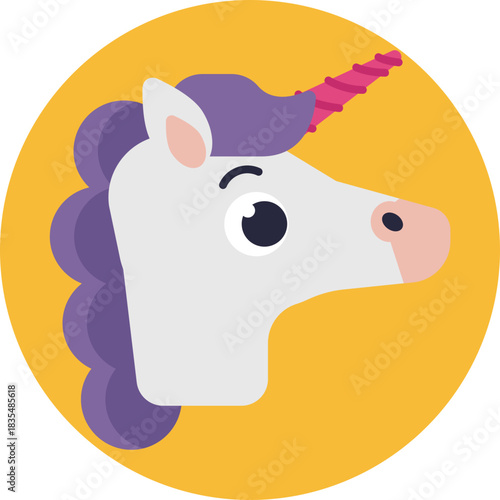 A mythical horse-like creature with a single spiraled horn on its forehead.