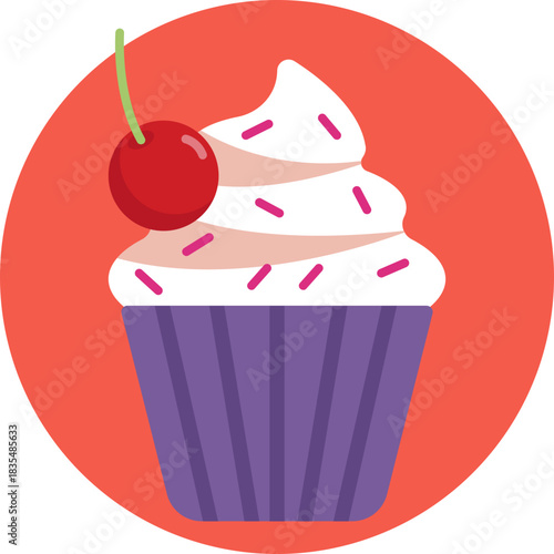 A colorful cupcake with whimsical decorations, reflecting a magical unicorn theme.