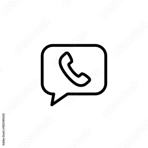 Phone Call Support Communication Icon Black Line Art Speech Bubble Concept Customer Service