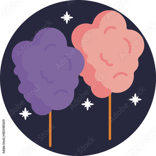 A fluffy, pastel-colored cotton candy on a stick.