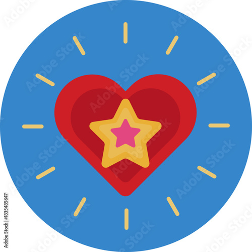 A pink heart symbol with a magical, whimsical style.
