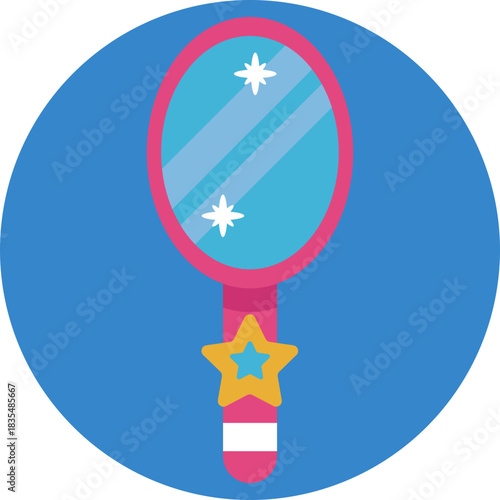 A hand-held magical mirror with sparkling details.