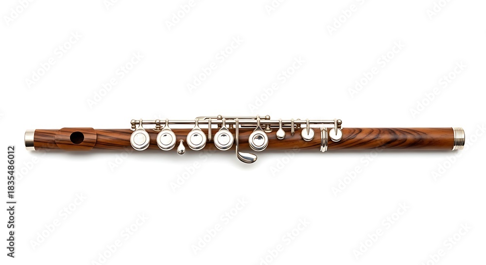 Fototapeta premium Explore the beauty of a wooden piccolo flute instrument for musical expression and performance