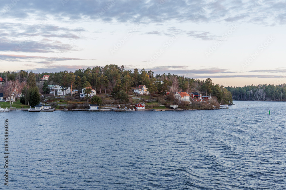 Fototapeta premium Archipelago Island Coastline View at Sunset