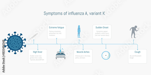 Influenza a variant k symptoms infographic describing health issues