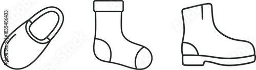 Cozy footwear collection: a slipper, a sock, and a boot